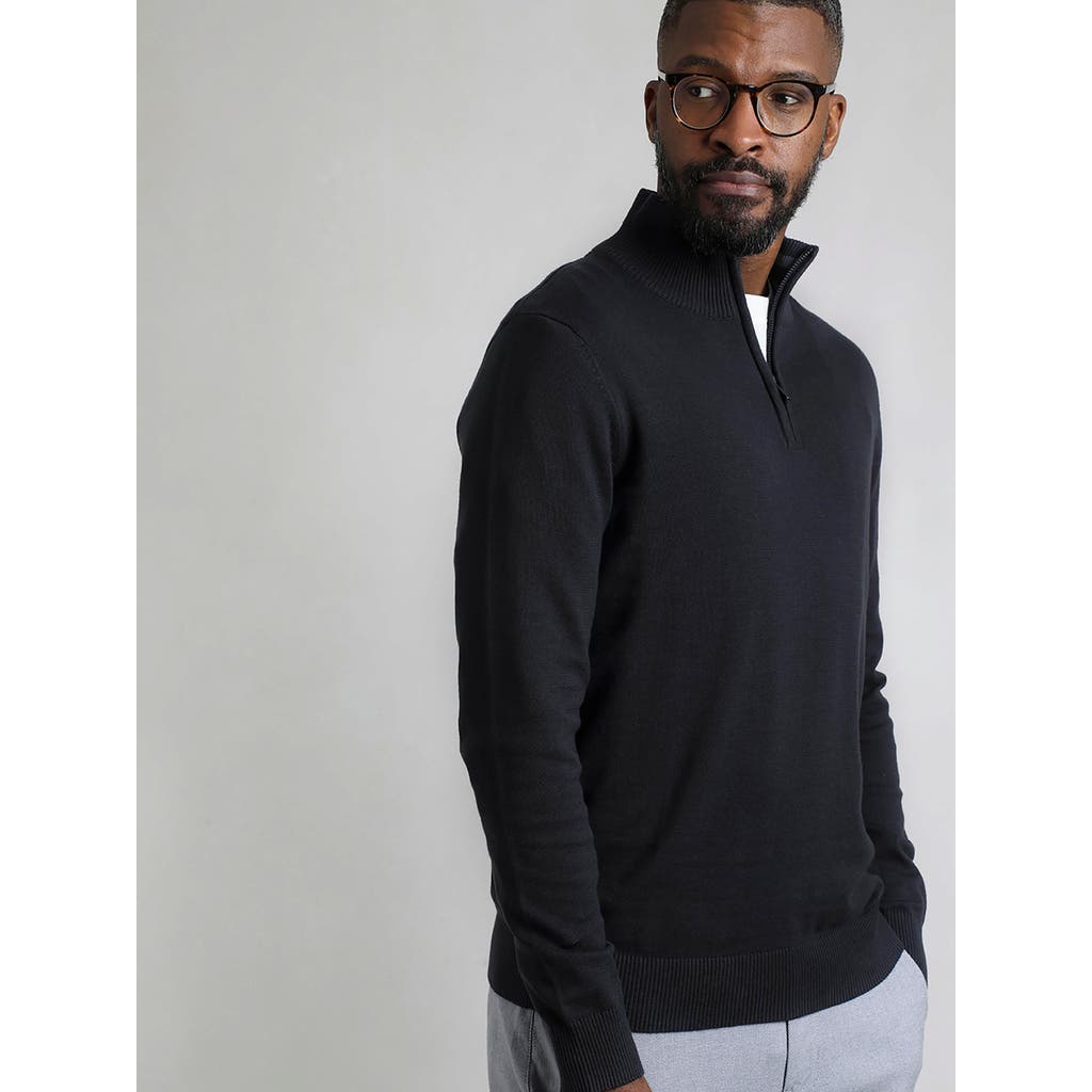 Weird Fish Baxter Fine Knit 1/4 Zip Jumper in Navy  product