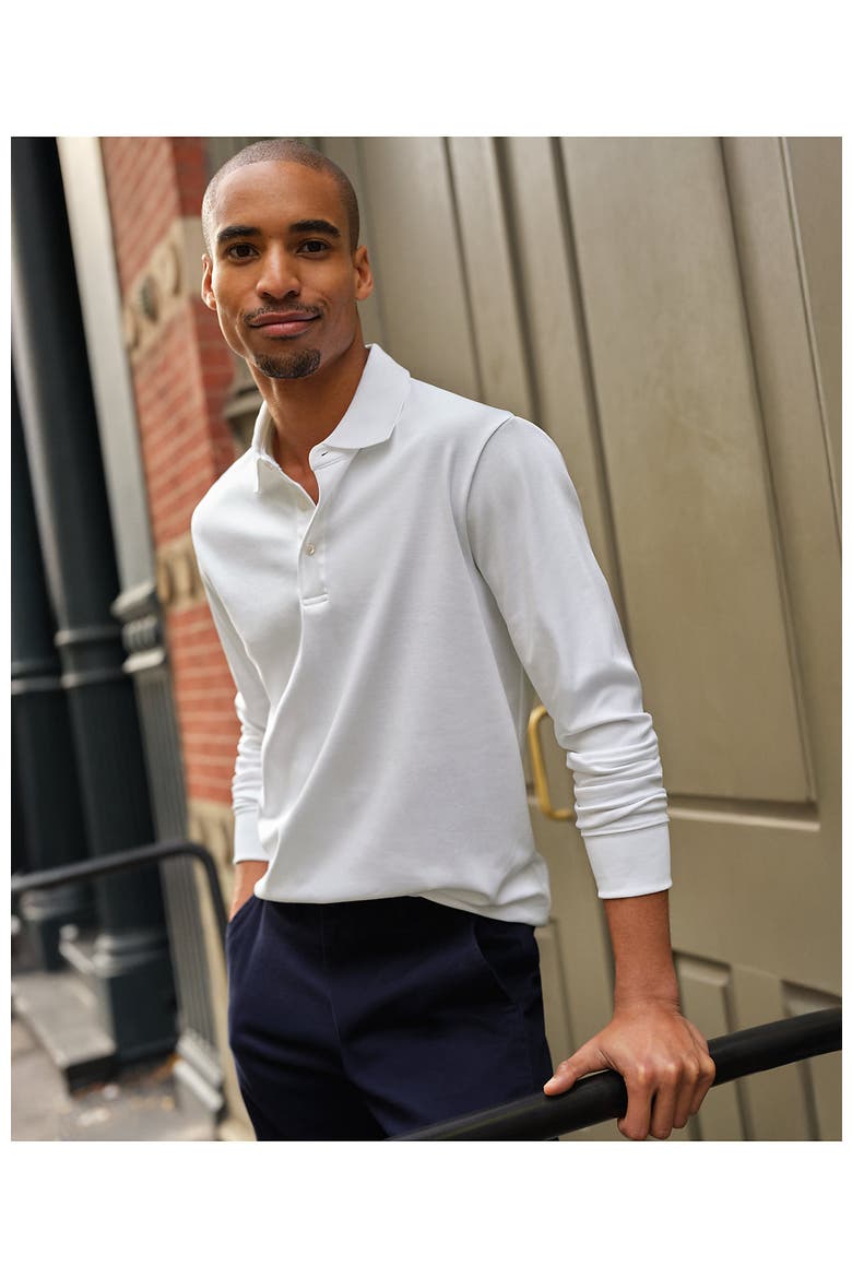 Long Sleeve Cotton Supima Polo Shirt, Alternate, color, White