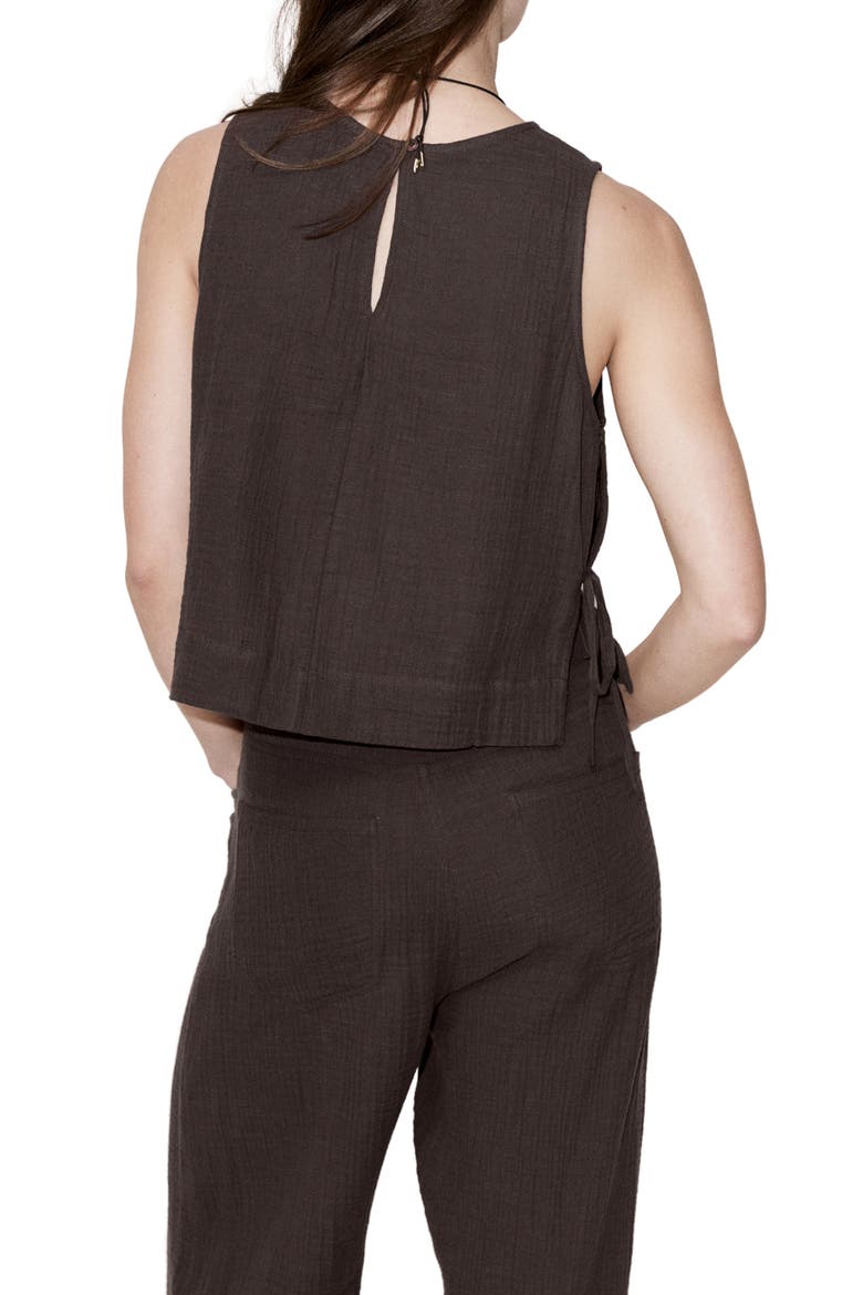 Side Tie Double Gauze Top, Alternate, color, CHOCOLATE