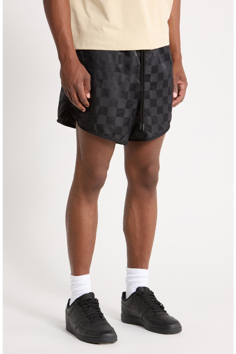 Checkered Gym Shorts, Alternate, color, VINTAGE BLACK