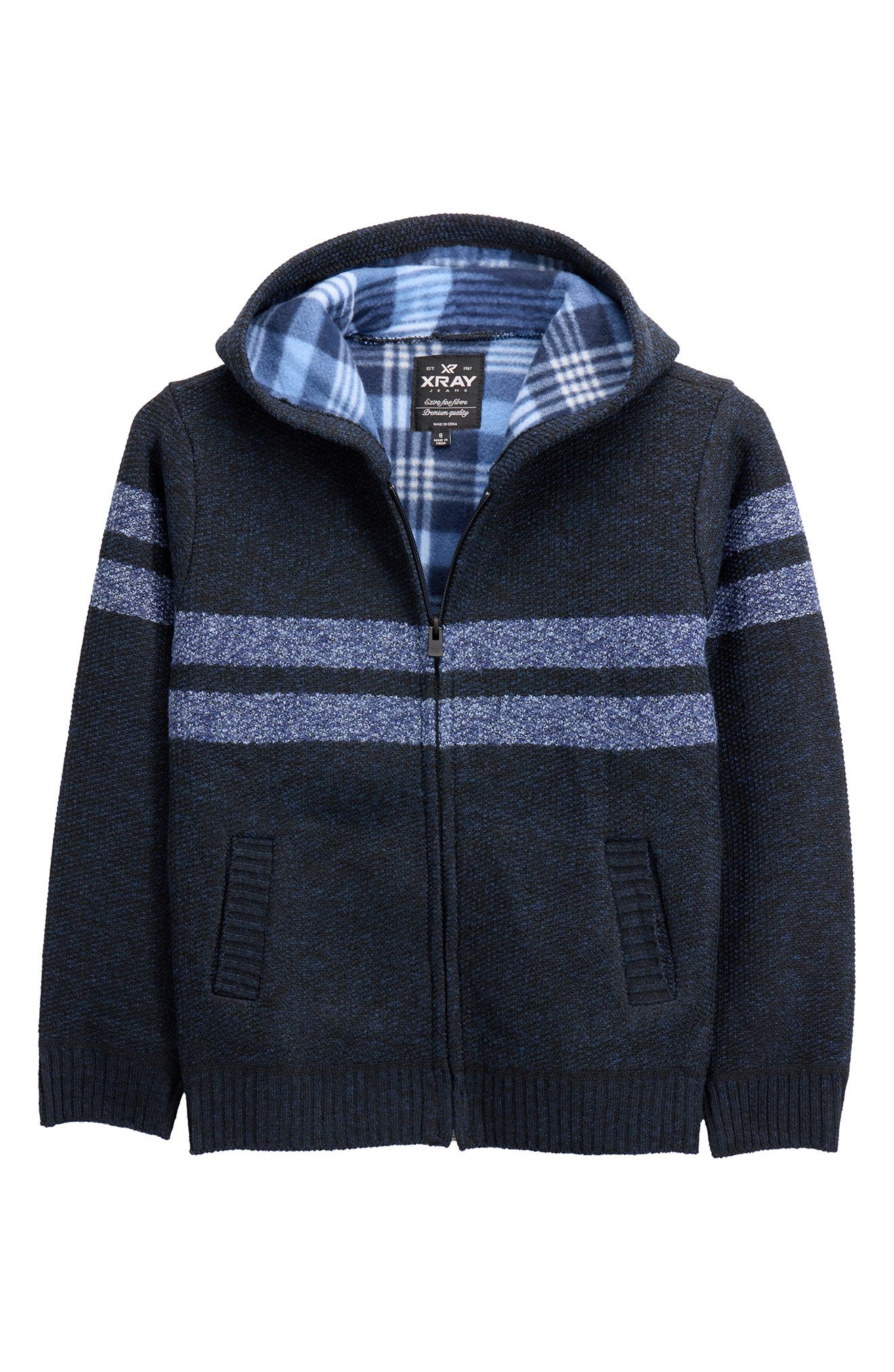 Kids' Stripe Full Zip Hoodie