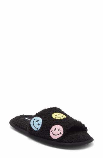 JOE BOXER Faux Shearling Happy Face Slipper