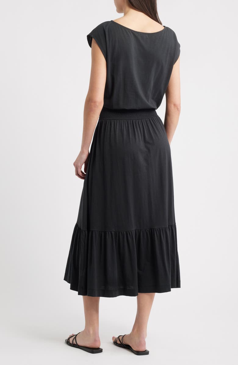 Nation LTD Evonne Smock Waist Pima Cotton Knit Dress, Alternate, color, Jet Black