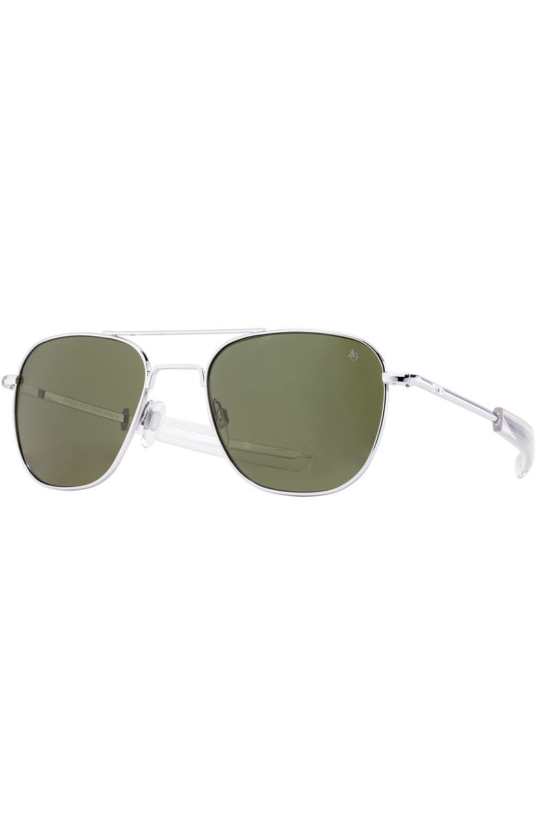 American Optical Original Pilot 57mm Aviator Glass Non Polarized, Main, color, Silver - Smg