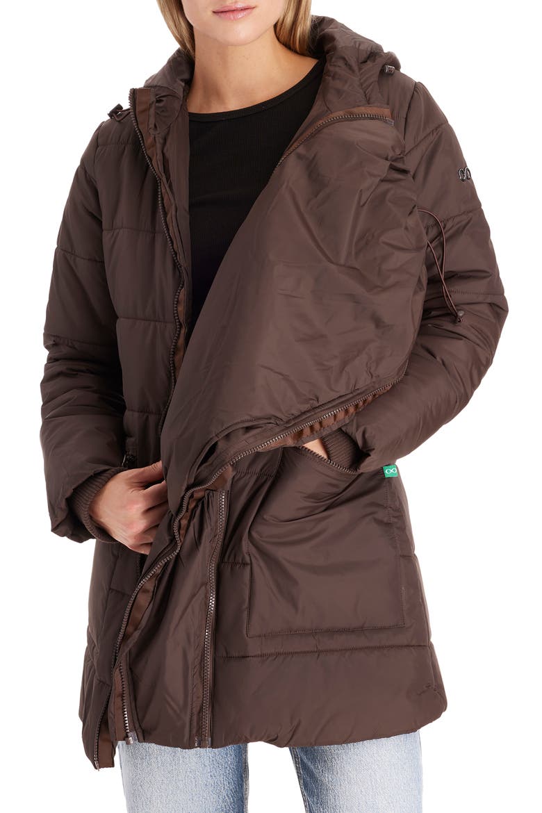 3-in-1 Hybrid Quilted Waterproof Maternity Puffer Coat, Alternate, color, DARK CHOCOLATE