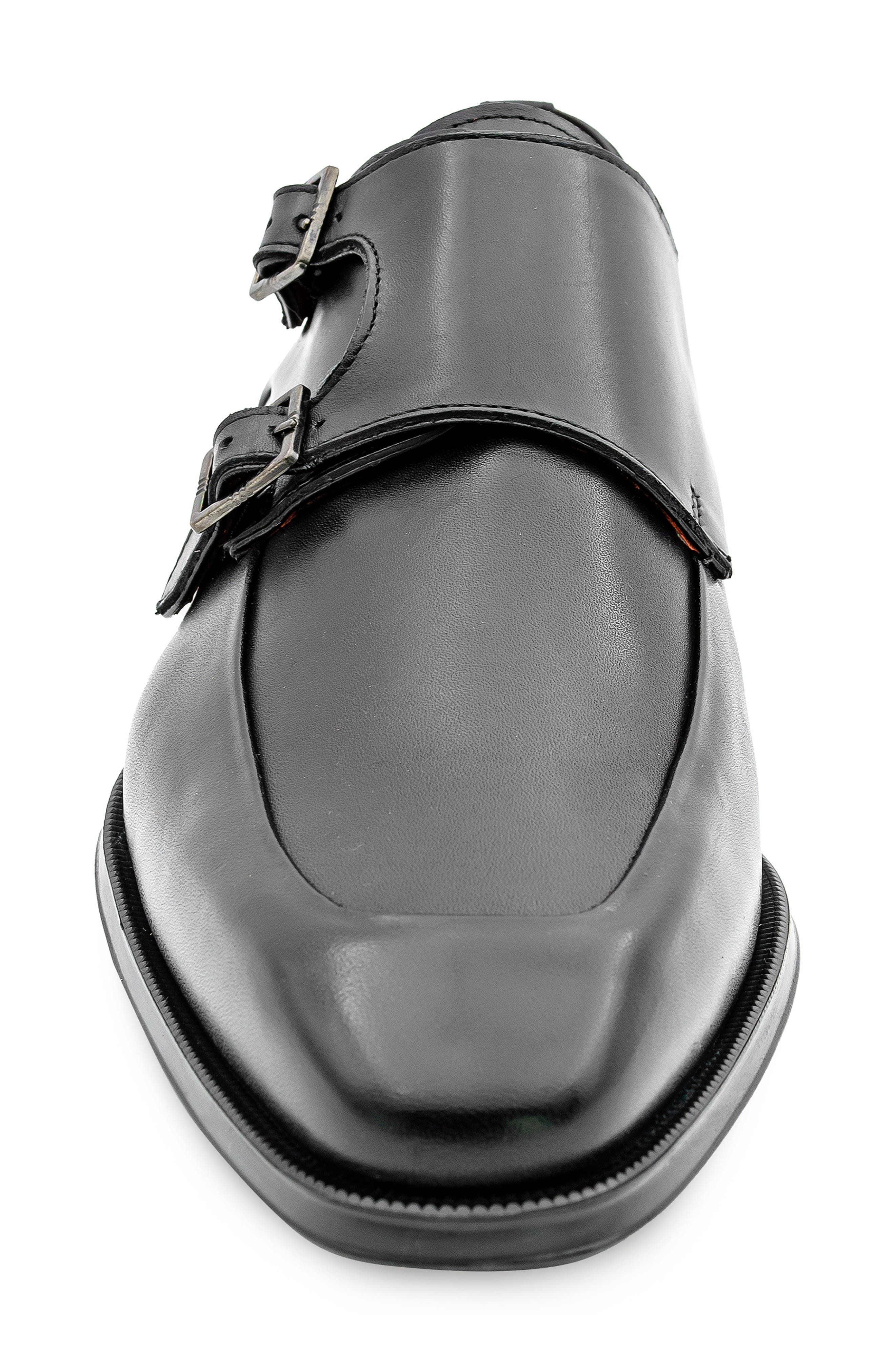 Double Buckle Monk Shoe, Alternate, color, BLACK