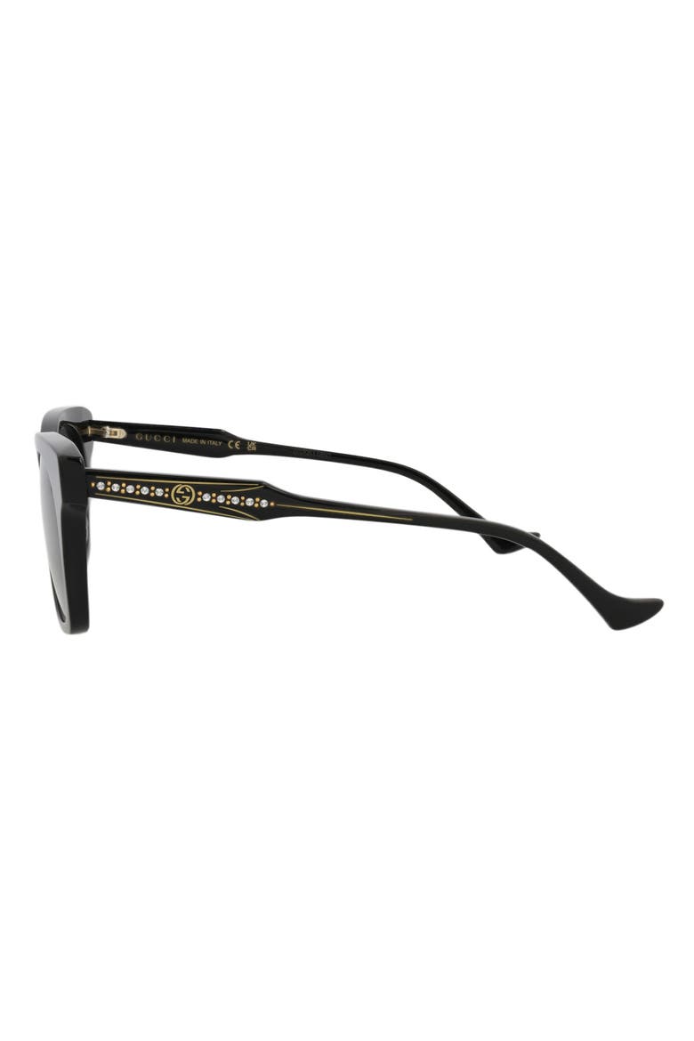 55mm Square Crystal Embellished Sunglasses, Alternate, color, BLACK BLACK GREY