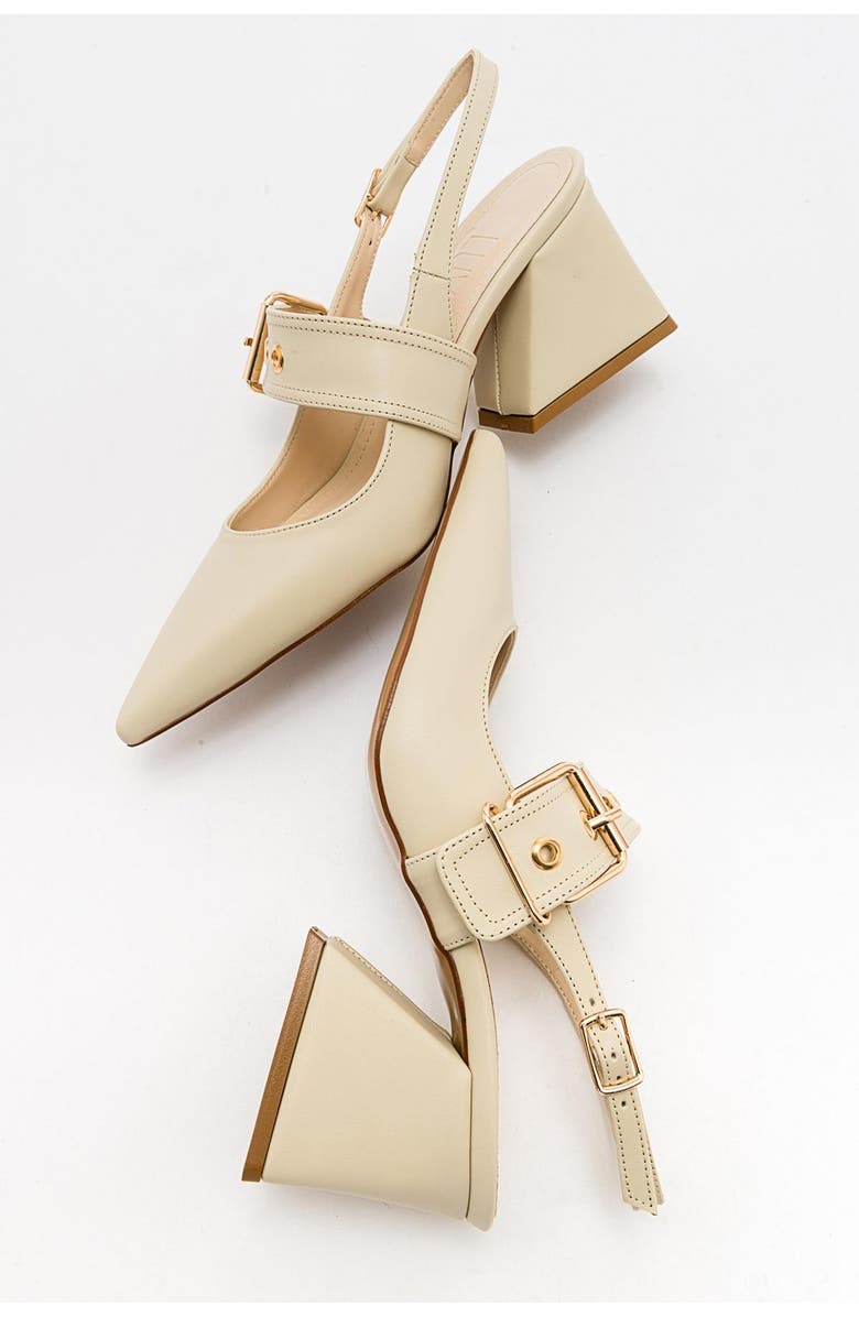 Prologue Shoes Nepido Pointed Toe Block Heel Pump, Alternate, color, Off-White