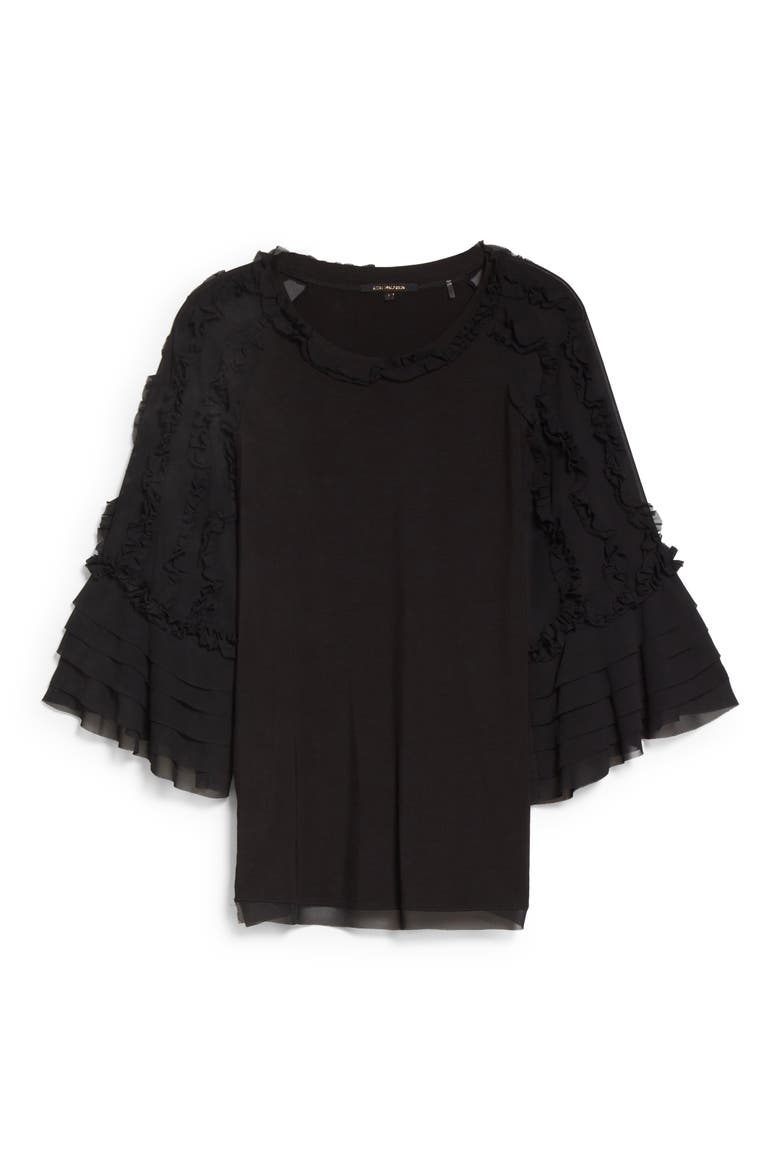 Aliza Tiered Sleeve Tunic Top, Alternate, color, BLACK