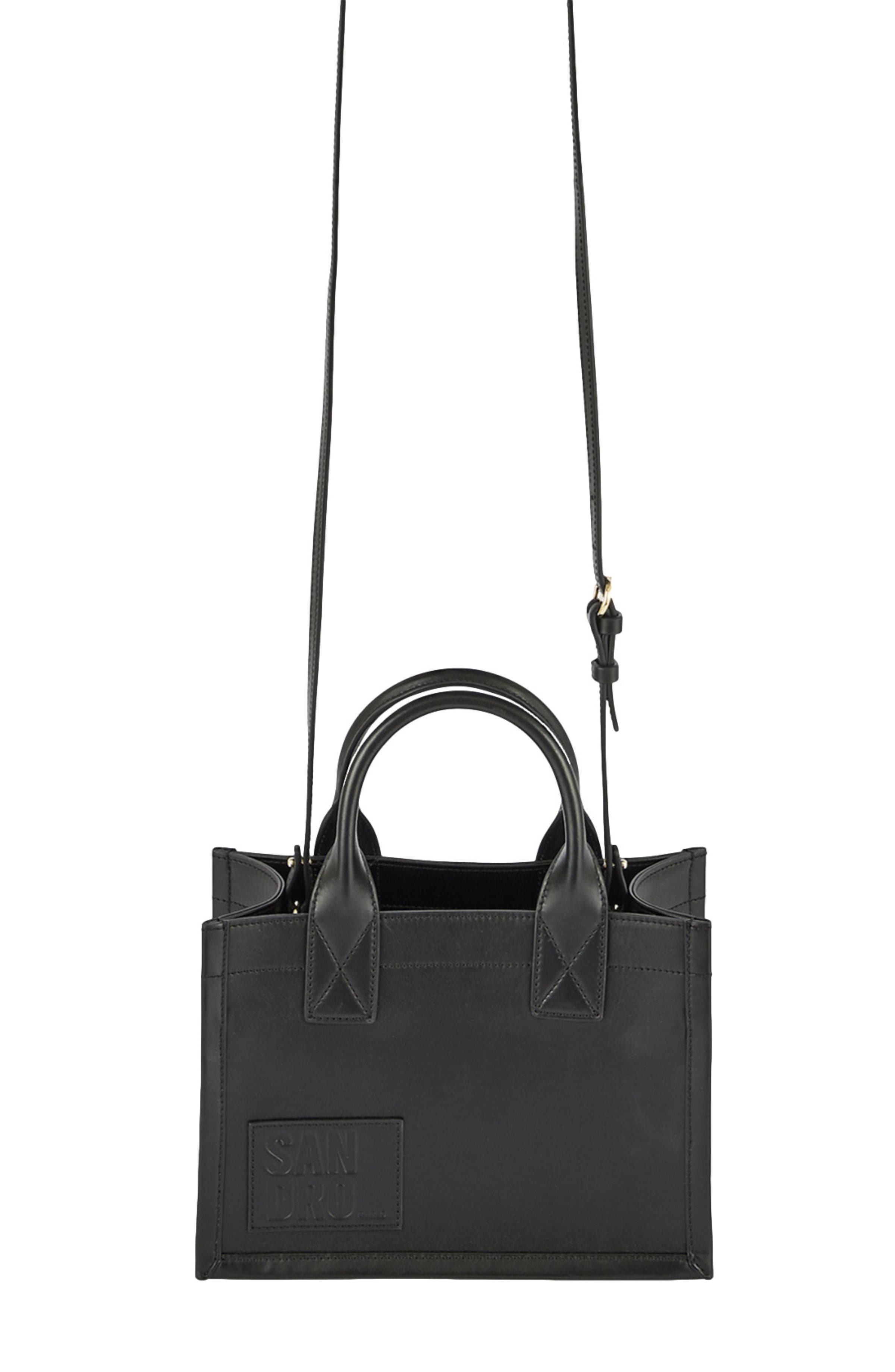 SANDRO Small Kasbah tote in smooth leather, Alternate, color, 