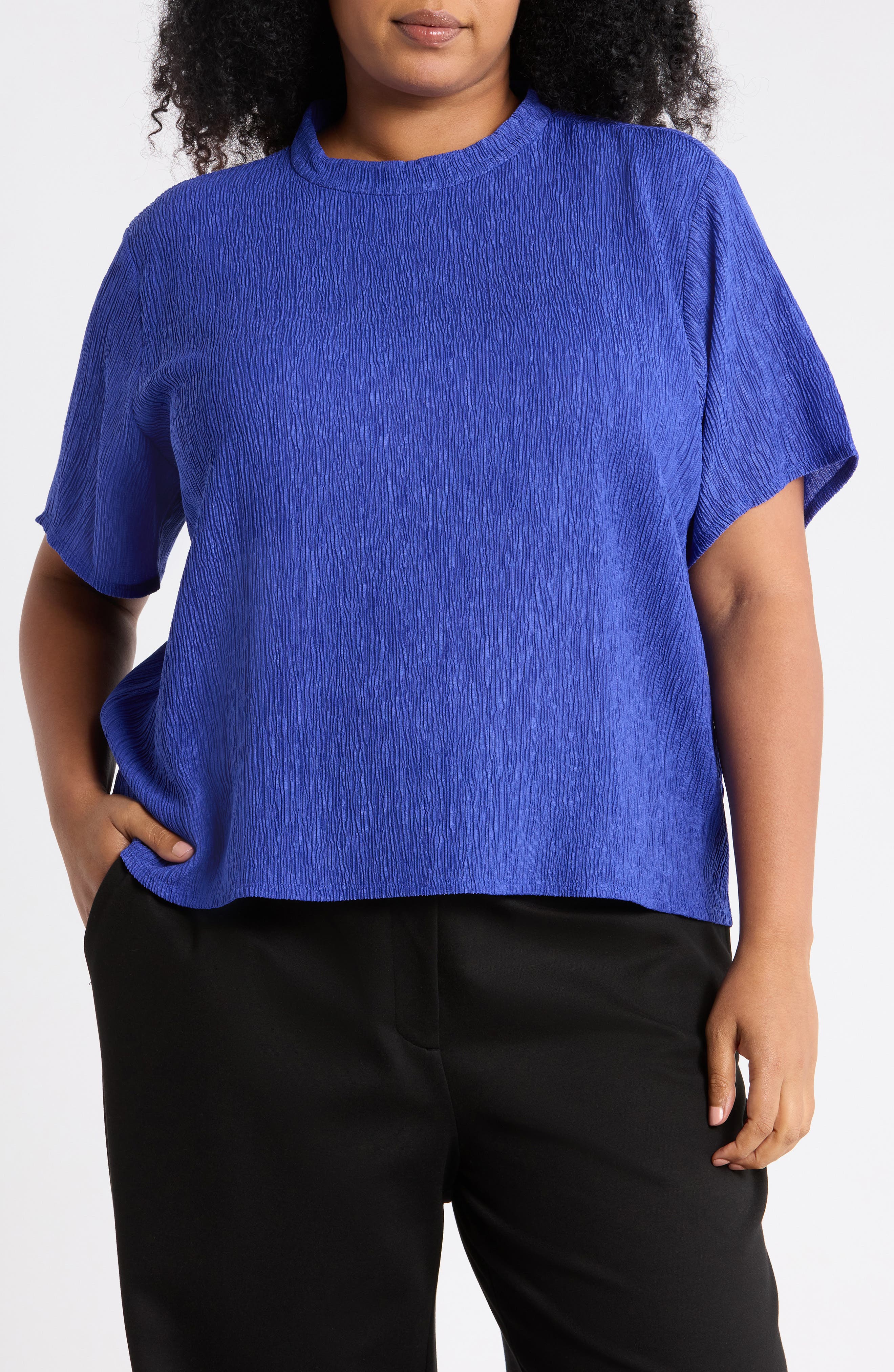 Mock Neck Short Sleeve Top