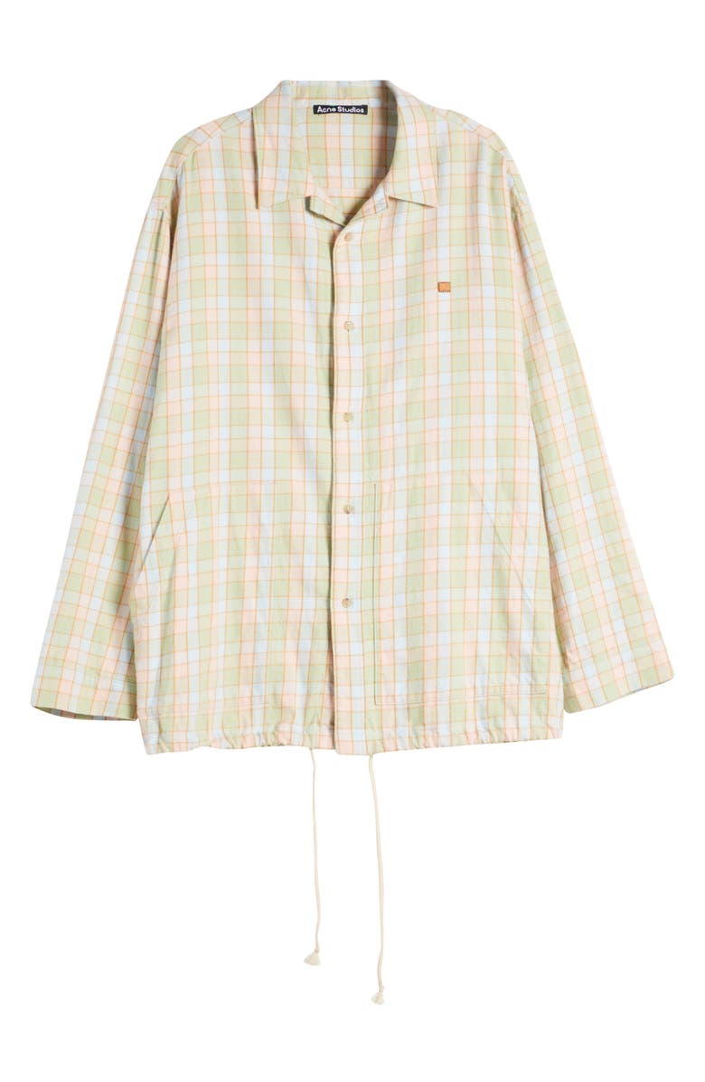 Acne Studios Face Patch Check Organic Cotton Flannel Button-Up Shirt, Alternate, color, 