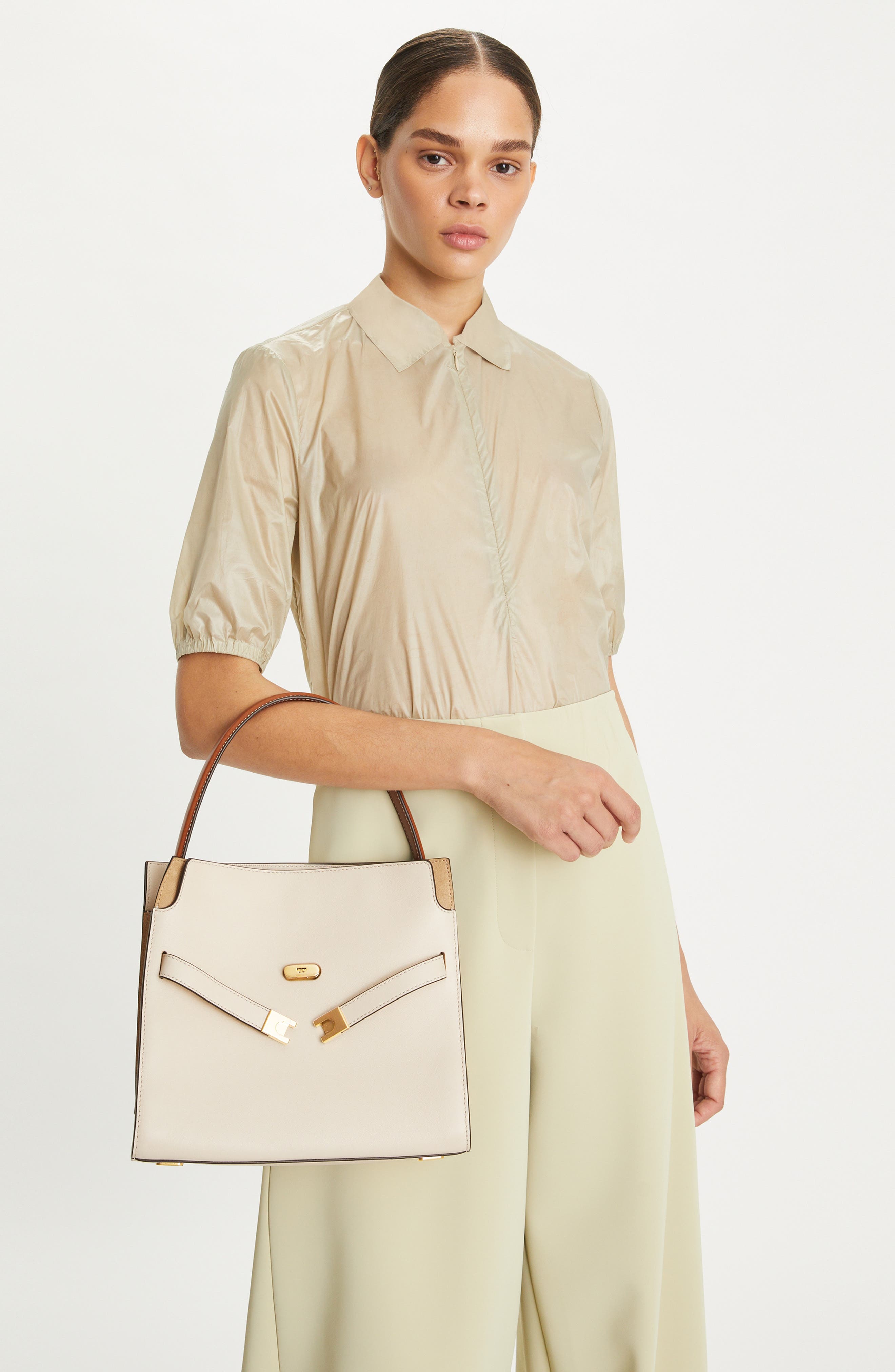 Small Lee Radziwill Leather Double Bag, Alternate, color, NEW CREAM