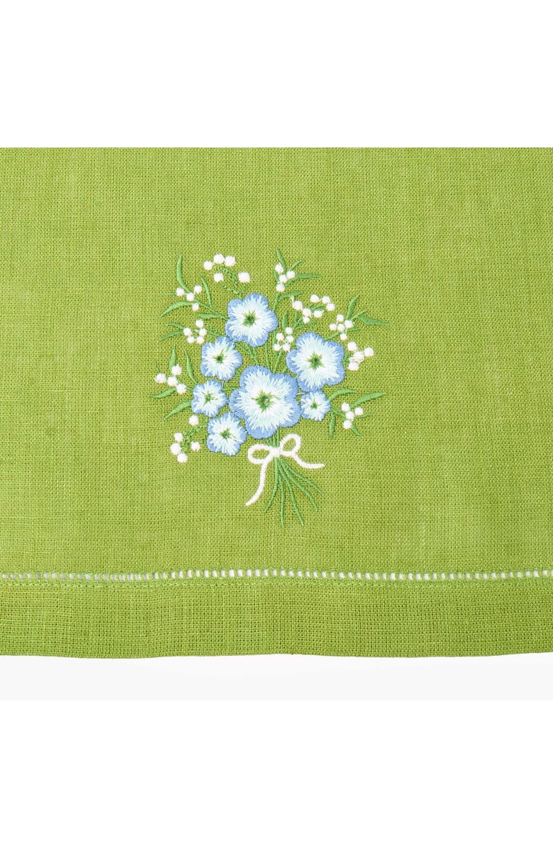 Mrs. Alice Green Floral Embroidered Linen Napkins, Alternate, color, Green
