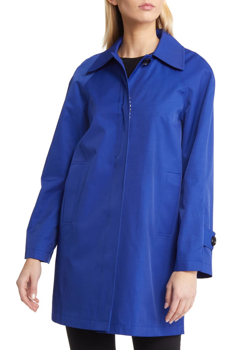 Mac Water Repellent Cotton Blend Raincoat, Main, color, COBALT