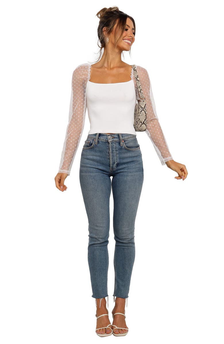 Petal & Pup Rigala Sheer Swiss Dot Sleeve Top, Alternate, color, Ivory