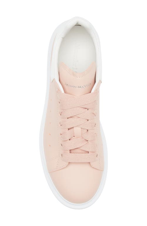 Alexander Mcqueen Pink Leather Sneakers With Light White Leather Heel