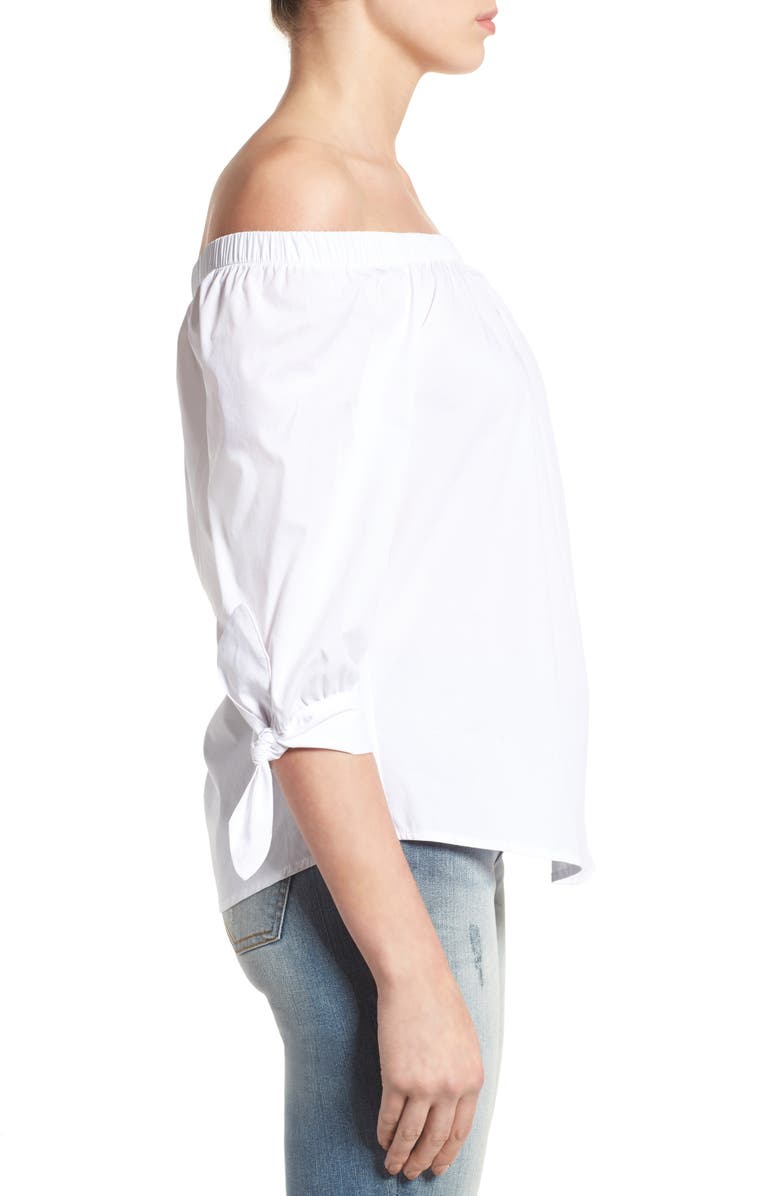 Bobeau Off the Shoulder Cotton Poplin Top, Alternate, color, 