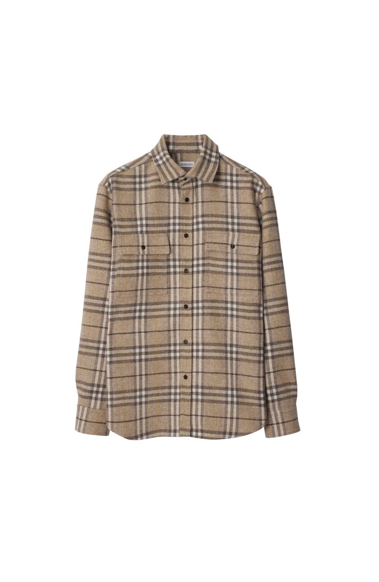 Burberry Oversized Check Wool Shirt, Alternate, color,