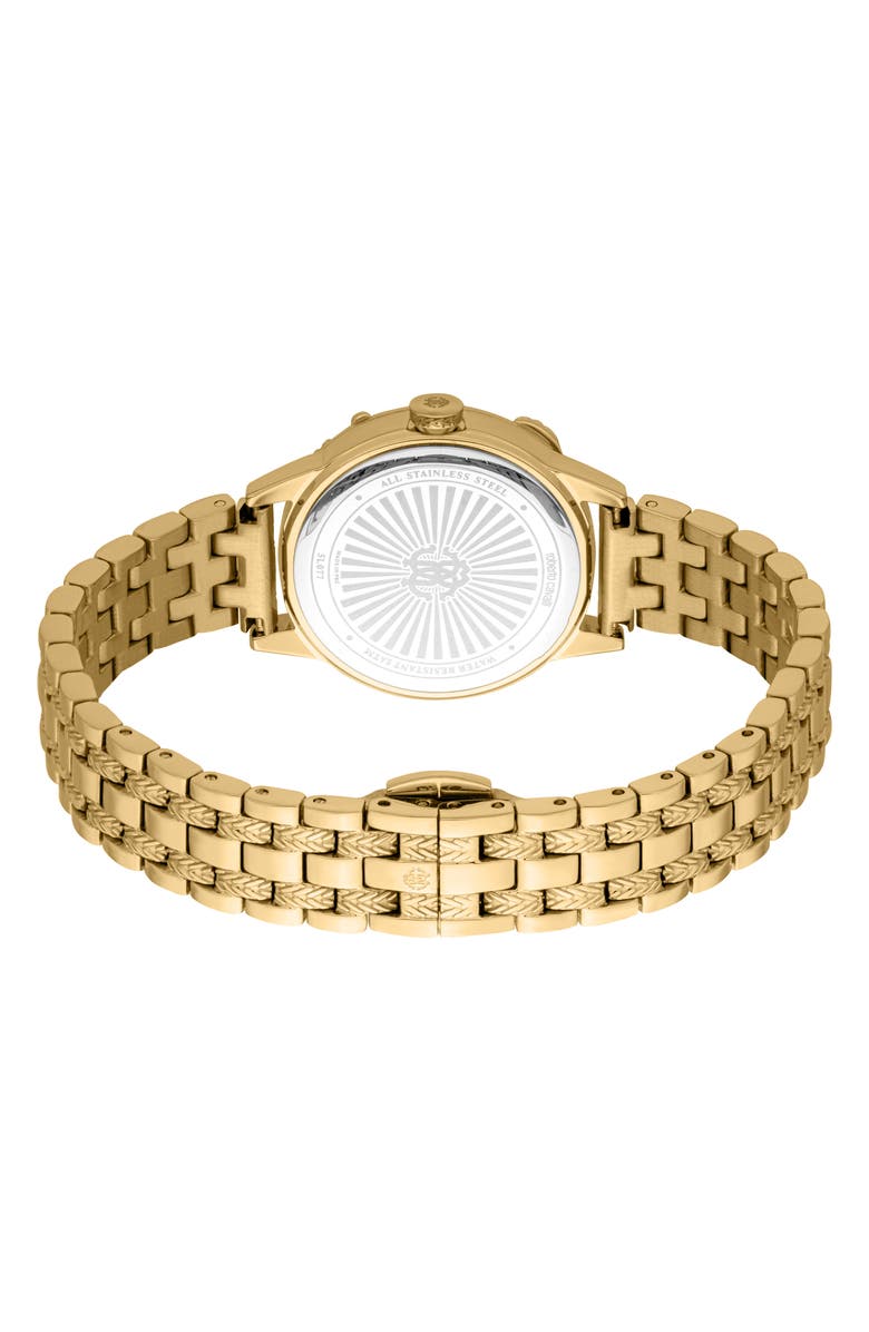 Roberto Cavalli Textured Crystal Bracelet Watch, 30mm, Alternate, color, Gold