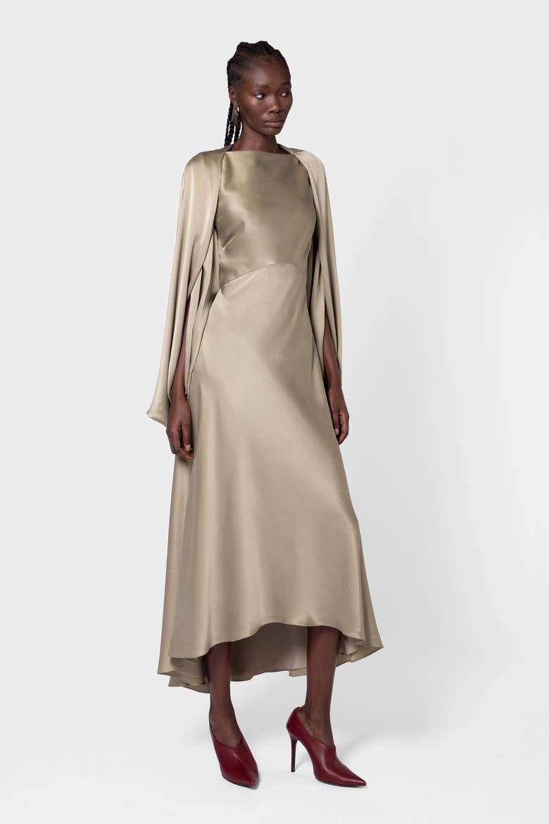 Koda Brushed Silk Midi Dress, Main, color, Poire
