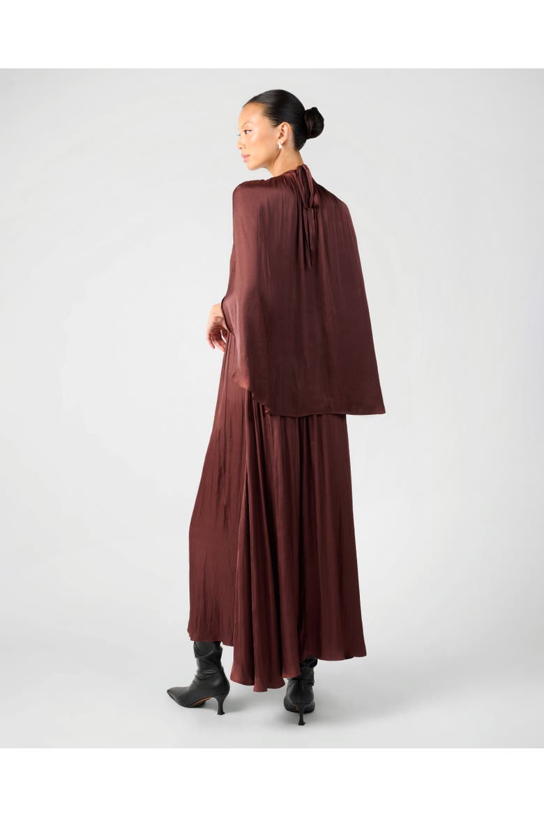 Halter Cape Midi Dress, Alternate, color, CHERRY