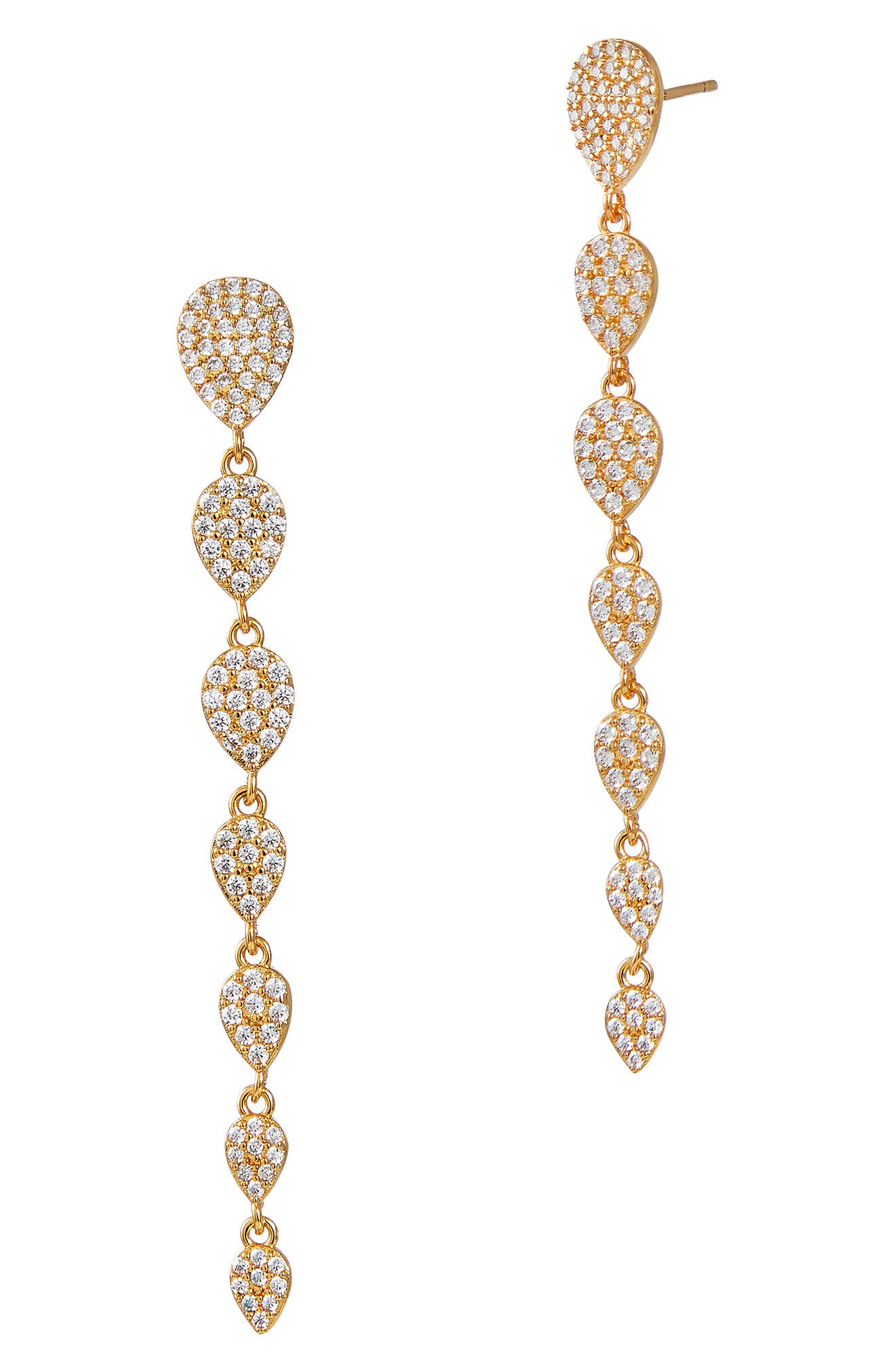 SAVVY CIE JEWELS 18K Gold Vermeil Pavé CZ Graduated Teardrop Earrings