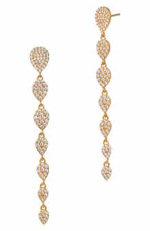 SAVVY CIE JEWELS 18K Gold Vermeil Pavé CZ Graduated Teardrop Earrings