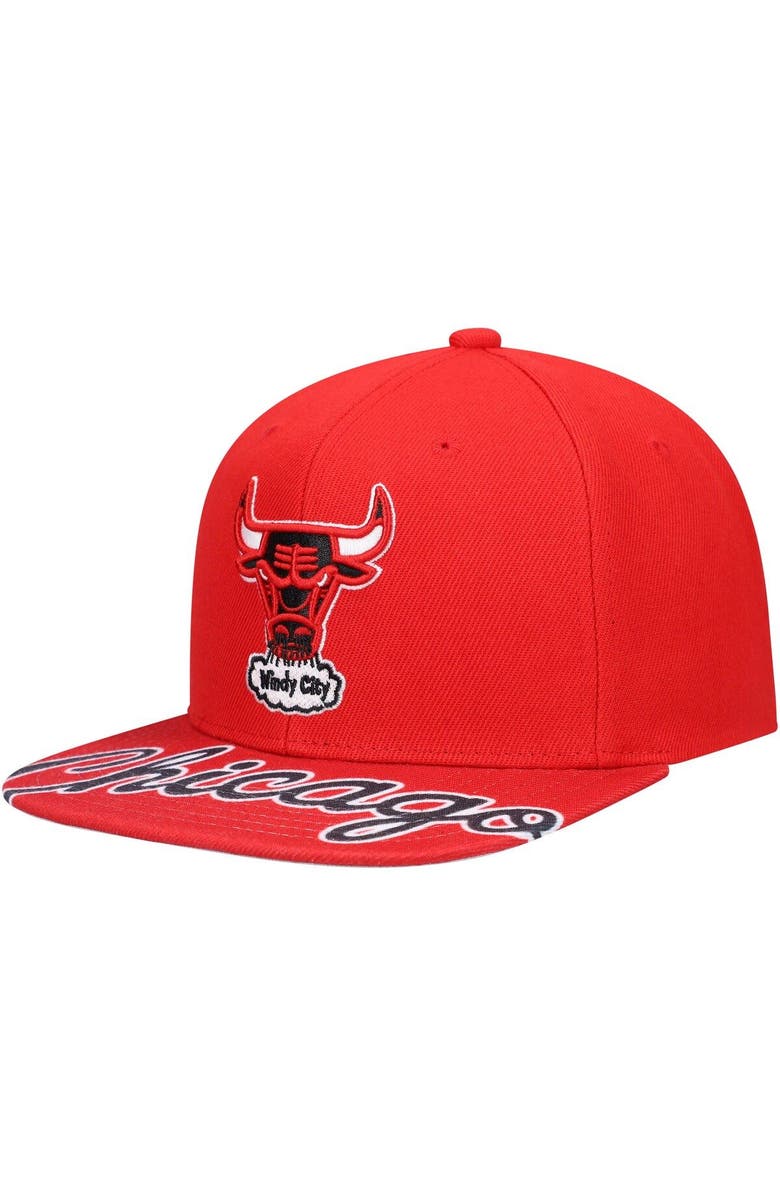 Mitchell & Ness Men's Mitchell & Ness Red Chicago Bulls Hardwood Classics Swingman Pop Snapback Hat, Main, color,