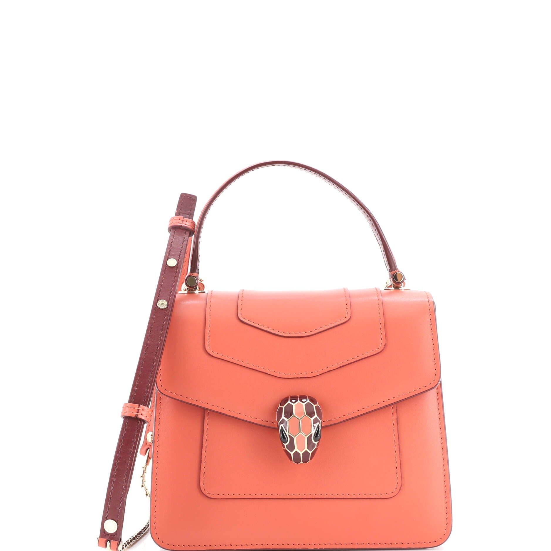 Serpenti Forever Top Handle Bag Leather Small, Main, color, Pink