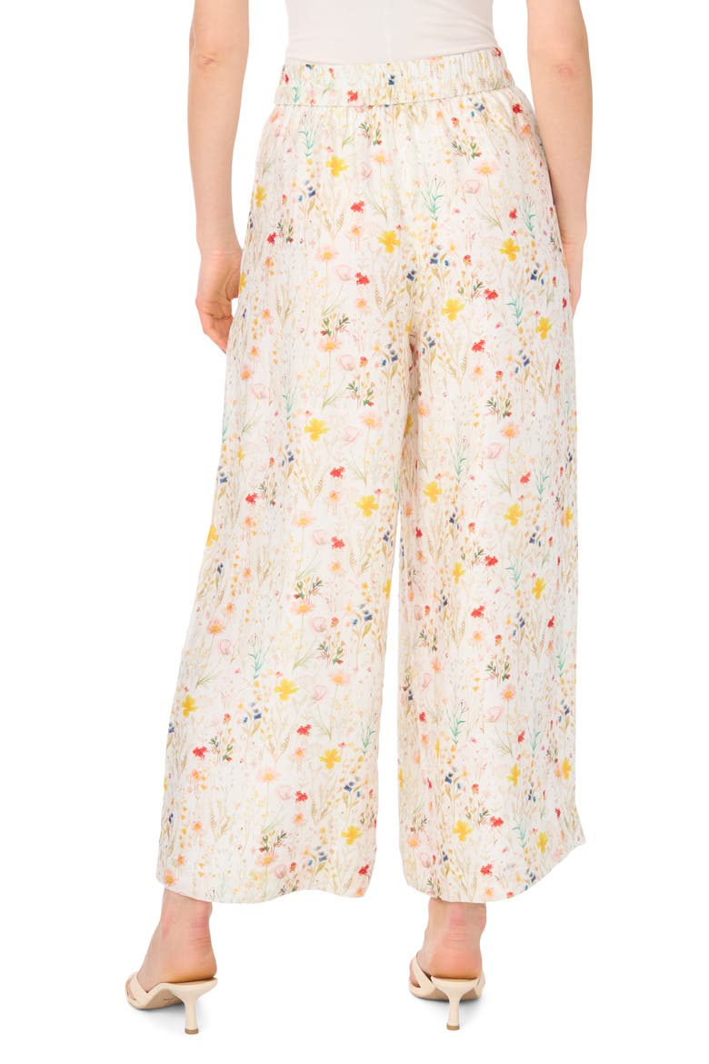 Floral Print Tie Waist Wide Leg Pants, Alternate, color, ULTRA WHITE