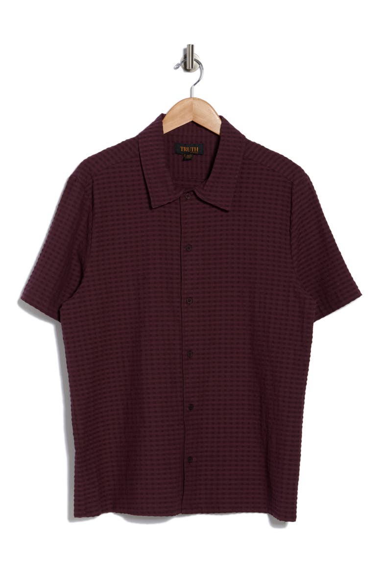 Short Sleeve Seersucker Button-Up Shirt, Alternate, color, MAUVE