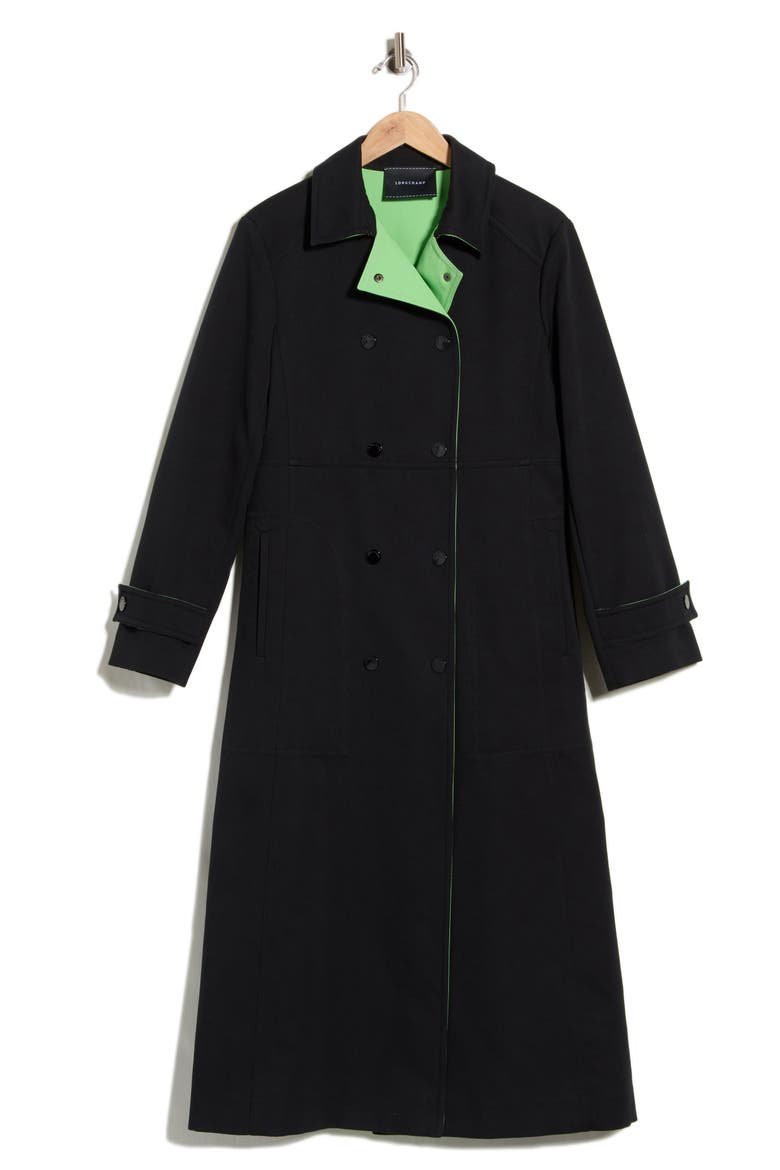 Double Breasted Trench Coat, Main, color, BLACK