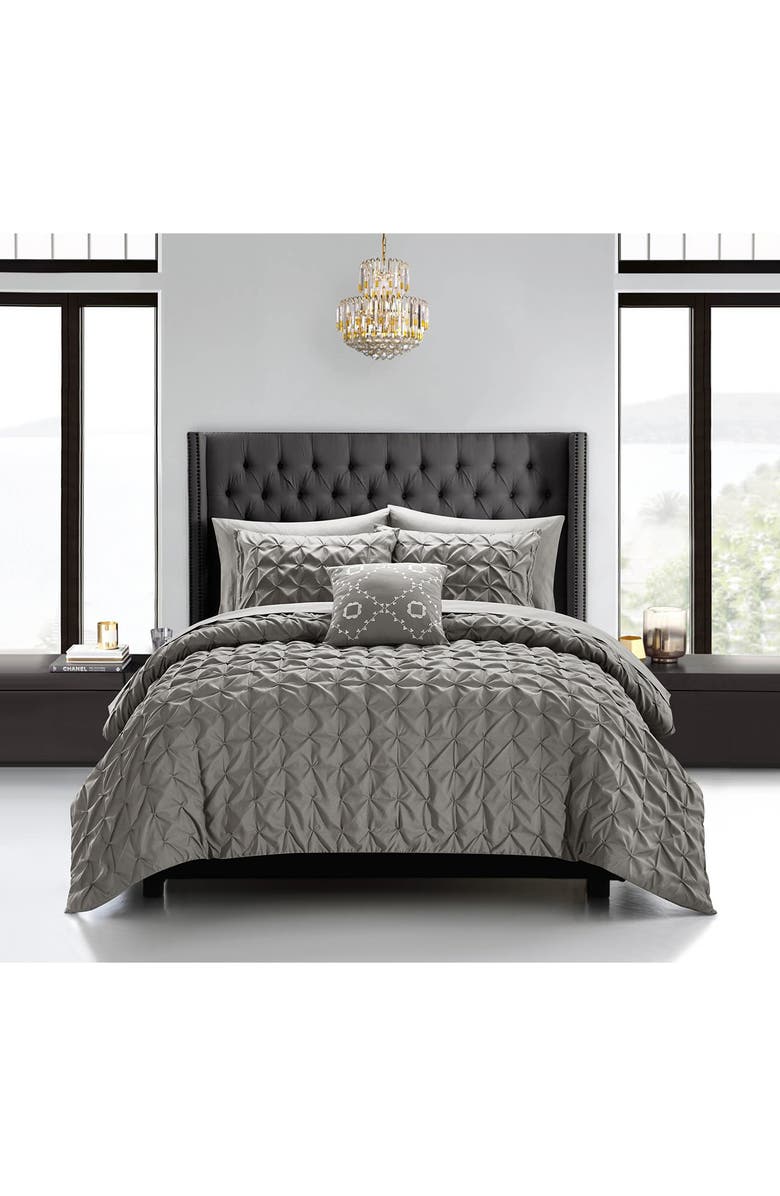 CHIC Edison Pinch Pleat Box Design Comforter 8-Piece Set - King, Main, color, 