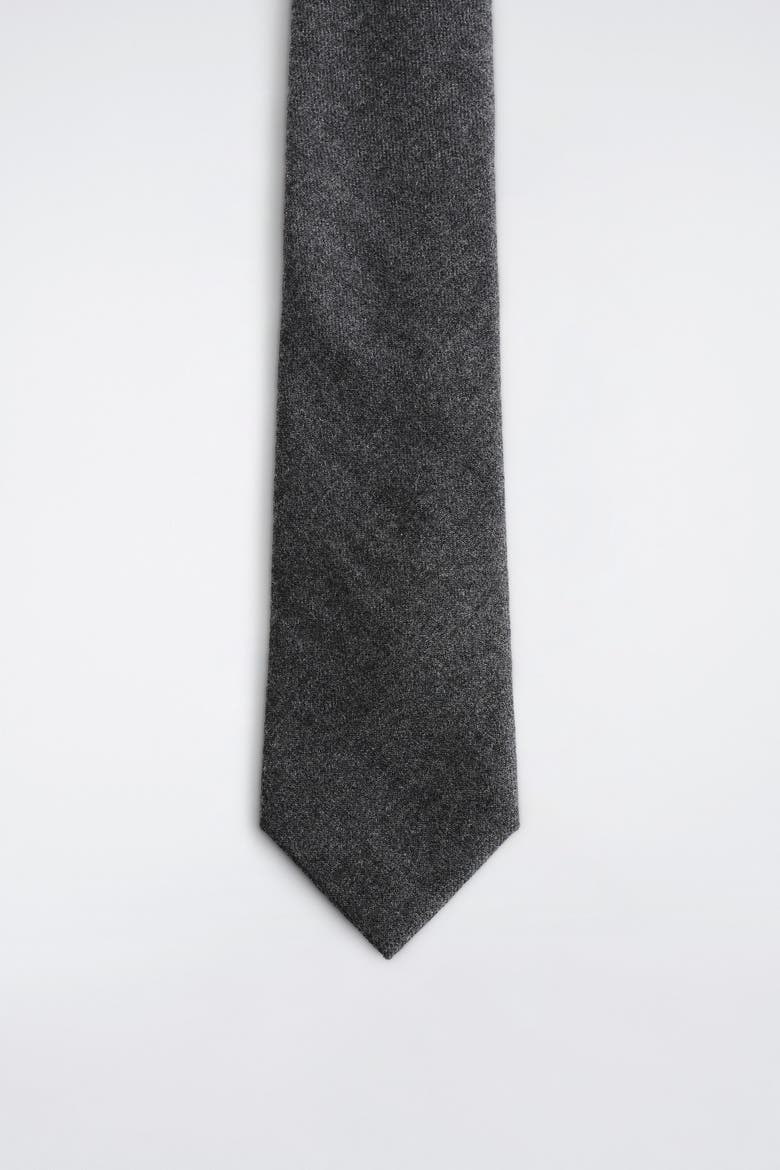 Wool-flannel Tie, Alternate, color, DARK-GRAY MÉLANGE