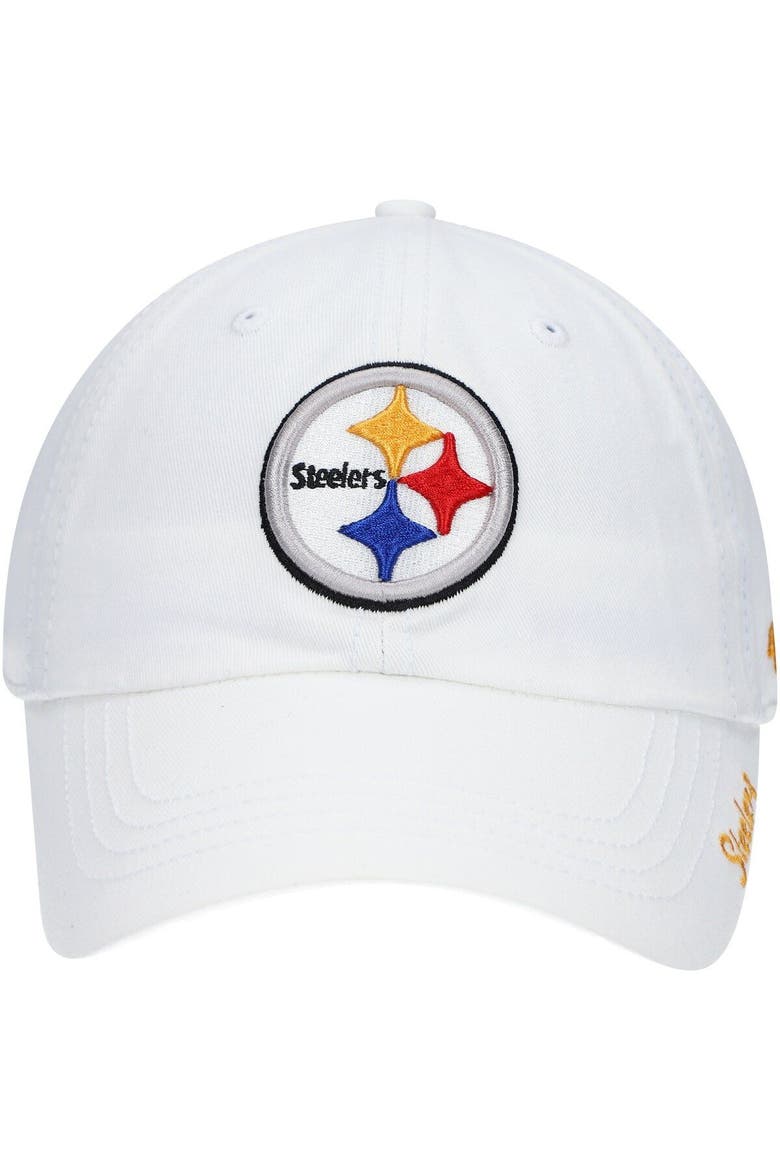 Women's '47 White Pittsburgh Steelers Miata Clean Up Logo Adjustable Hat, Alternate, color, White