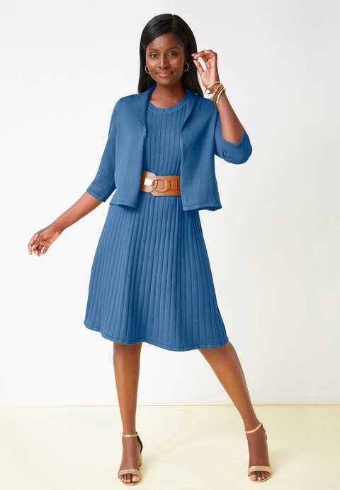 2-Piece Sweater Jacket Dress (Plus Available)