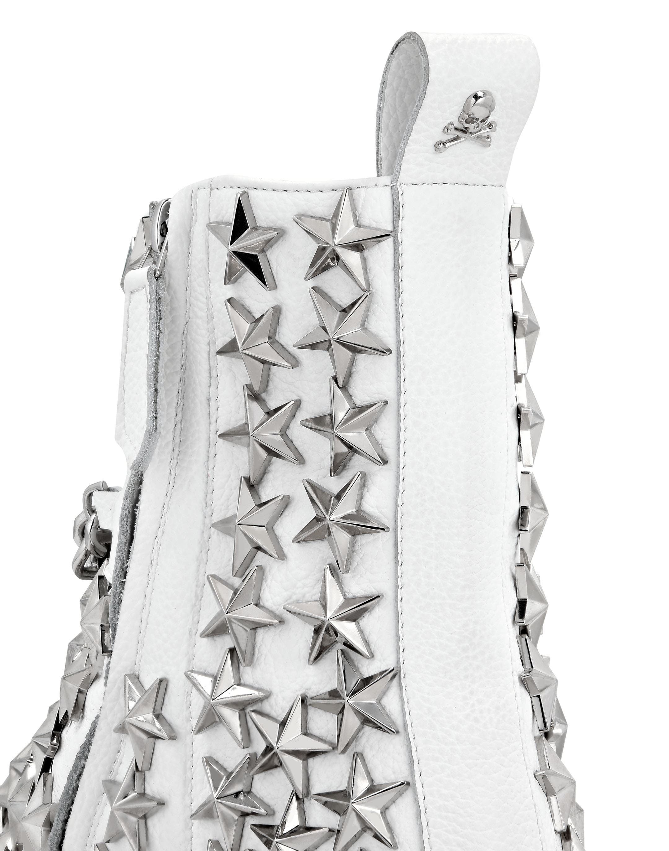 Boots Mid Flat Stars Unisex, Alternate, color, white
