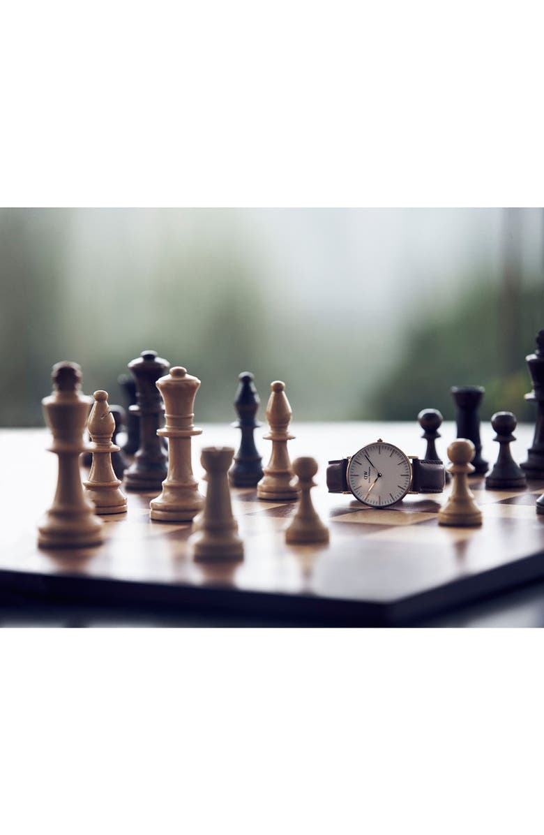 Daniel Wellington 'Classic St. Mawes' Leather Strap Watch, 36mm, Alternate, color, 