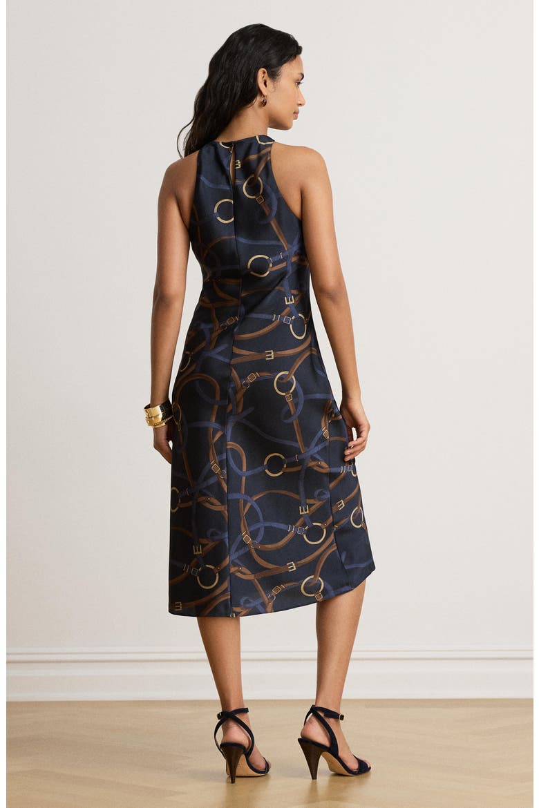 Belting Print Sleeveless Twill Midi Dress, Alternate, color, NAVY BLUE/ MULTI