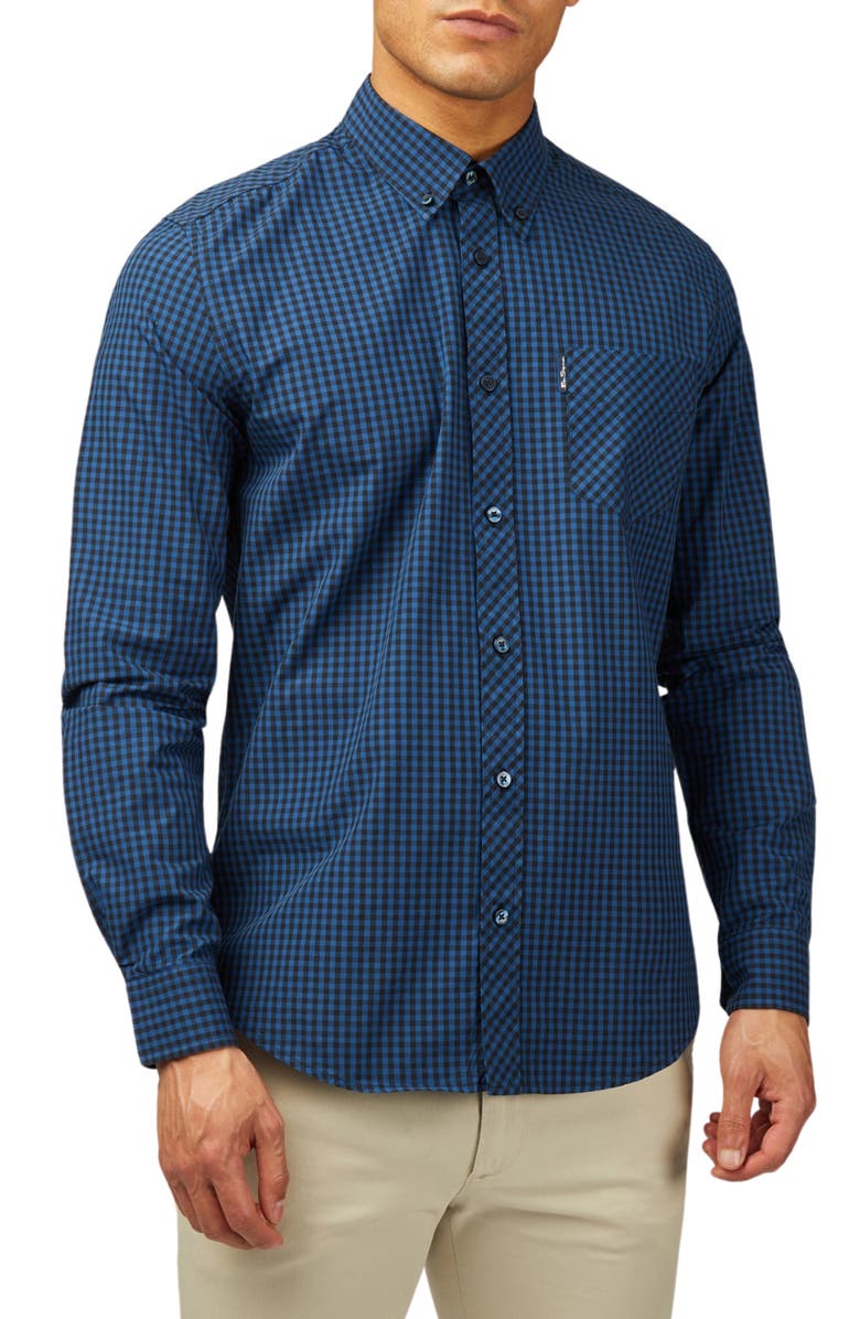 Ben Sherman Signature Gingham Organic Cotton Button-Down Shirt, Main, color, 