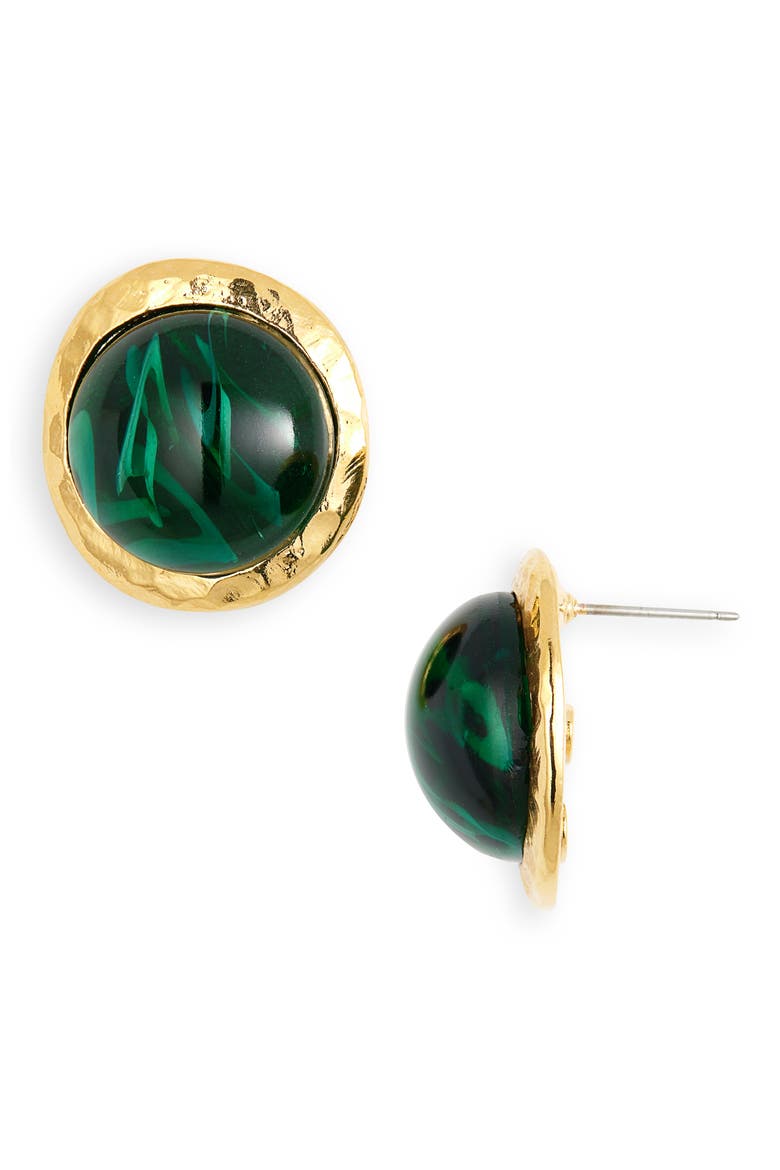 Cabochon Button Stud Earrings, Main, color, GOLD