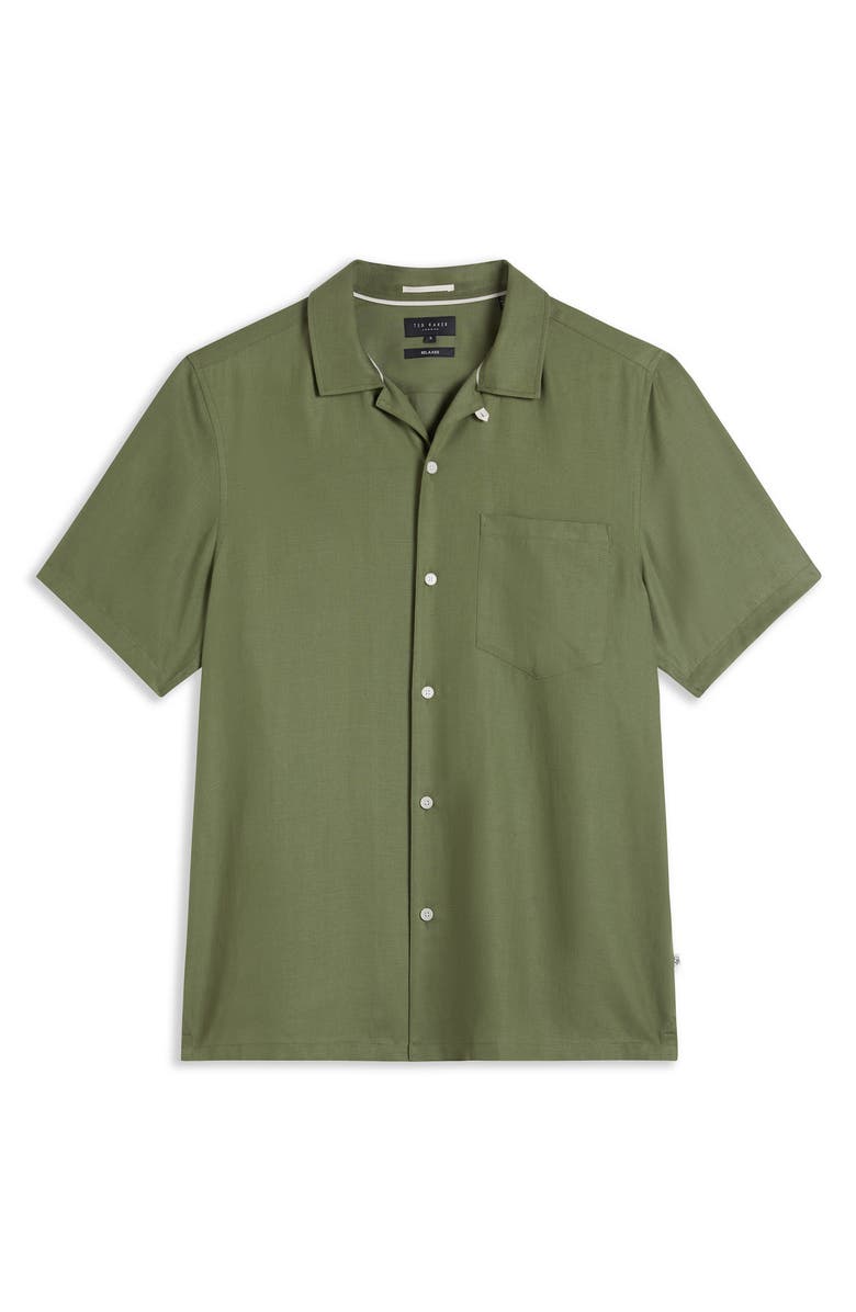 Ted Baker London Wesland Solid Short Sleeve Button-Up Shirt, Alternate, color, 