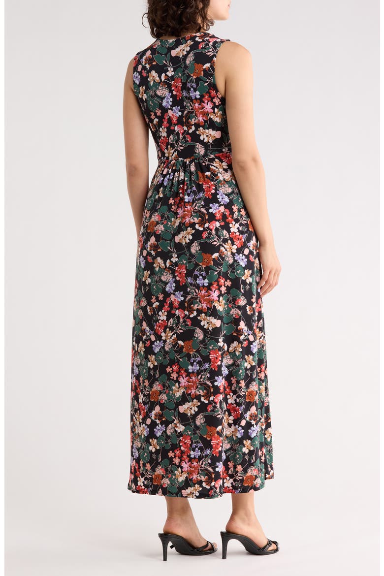 Sleeveless V-Neck Midi Dress, Alternate, color, BLACK FLORAL MULTI
