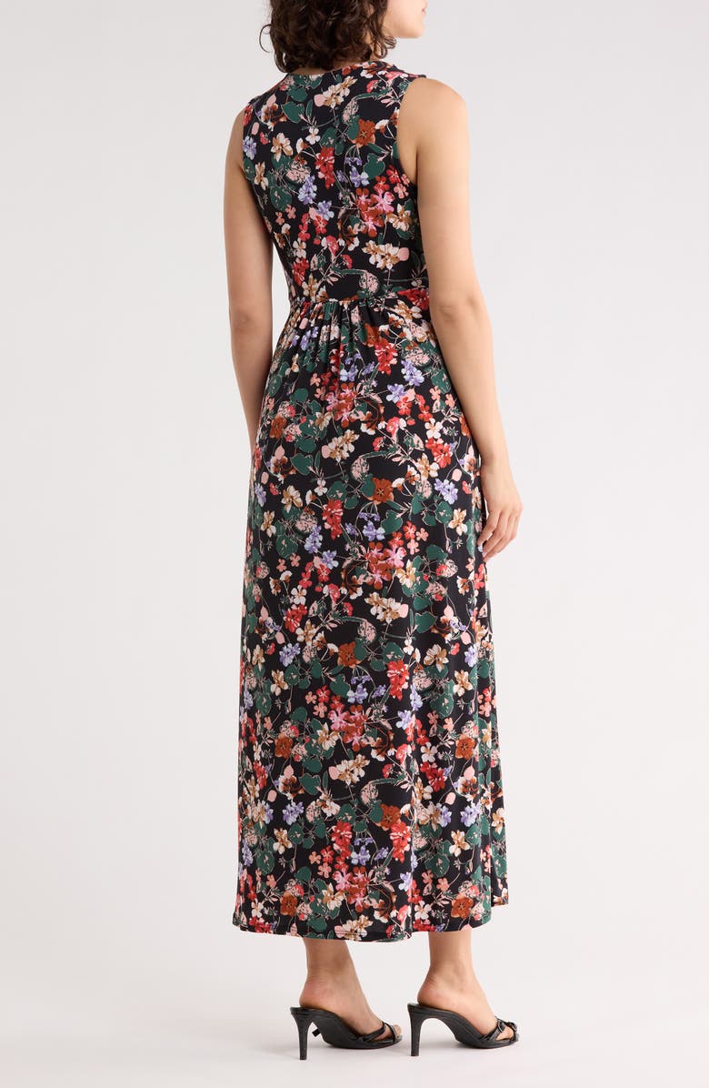WEST K Sleeveless V-Neck Midi Dress, Alternate, color, Black Floral Multi