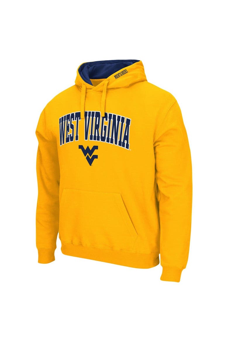 Men's Colosseum Gold West Virginia Mountaineers Arch & Logo 3.0 Pullover Hoodie, Alternate, color, Gold