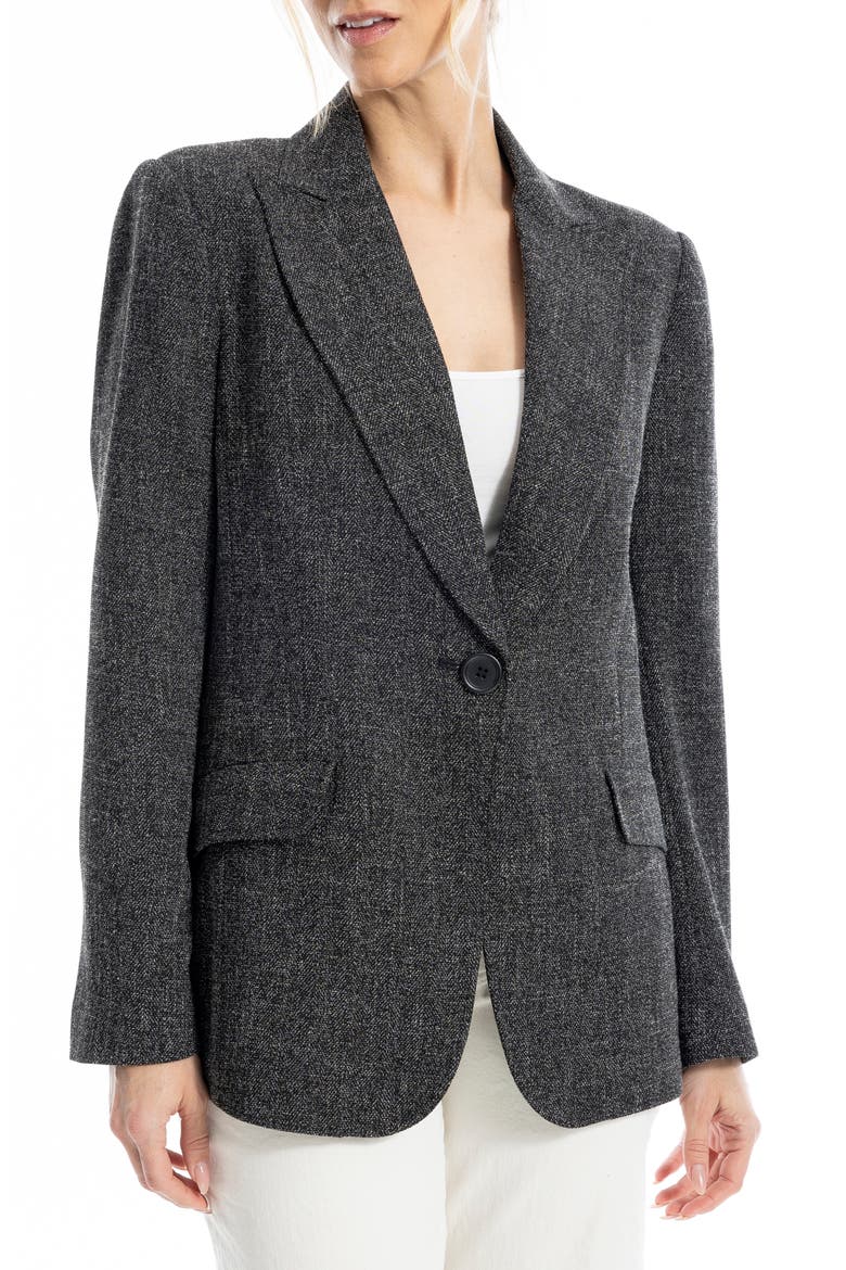 One Button Blazer, Alternate, color, BLACK MELANGE