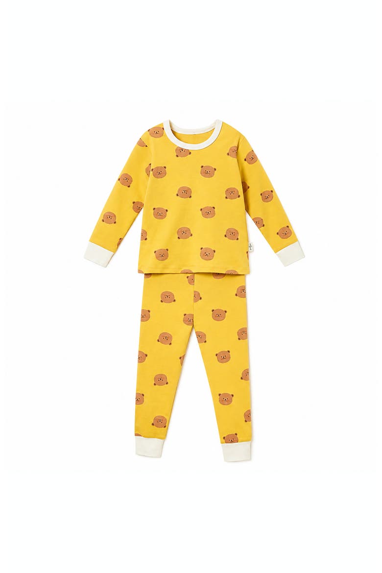 Baby Teddy Bear Long Sleeve Loungewear Set, Main, color, Yellow