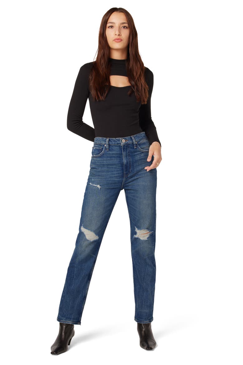 Jade Ripped High Waist Straight Leg Jeans, Alternate, color, ASTEROID