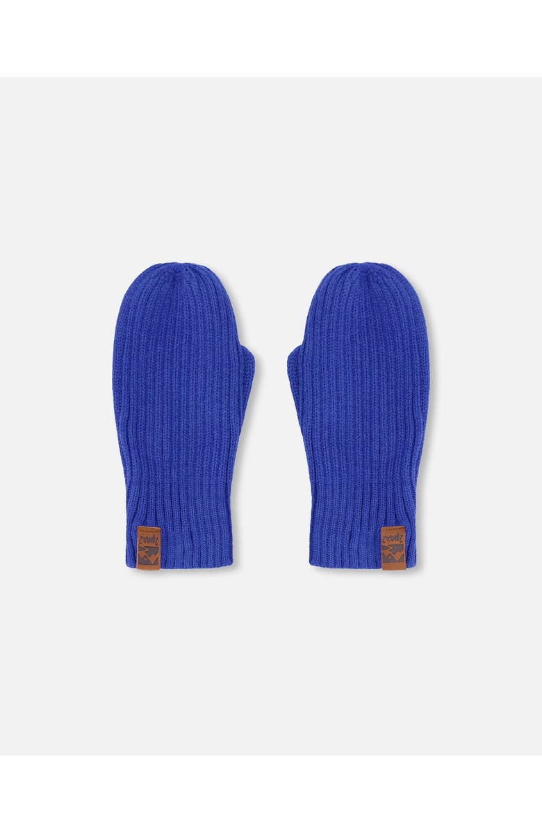 Deux par Deux Boy Soft Ribbed Knit Mittens, Main, color, Royal Blue